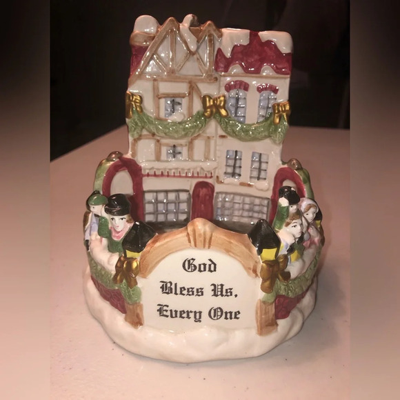 Fitz and Floyd Other - Fitz and Floyd Christmas Carol God Bless Us Every One Candle Votive 1987 Vintage